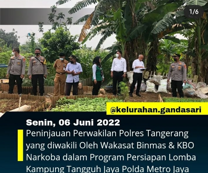 Kegiatan Peninjauan Perwakilan Polres Tangerang yang diwakili oleh Wakasar Binmas & KBO Narkoba dalam Program Persiapan Kampung Tangguh Jaya Metro Jaya