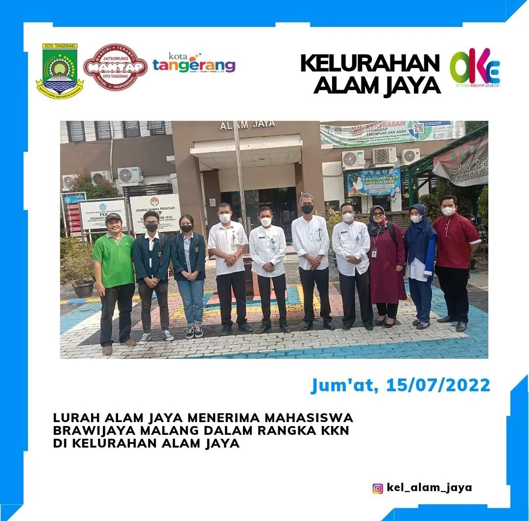 Lurah Alam Jaya Menerima Mahasiswa Brawijaya Malang Dalam Rangka KKN di Kelurahan Alam Jaya 